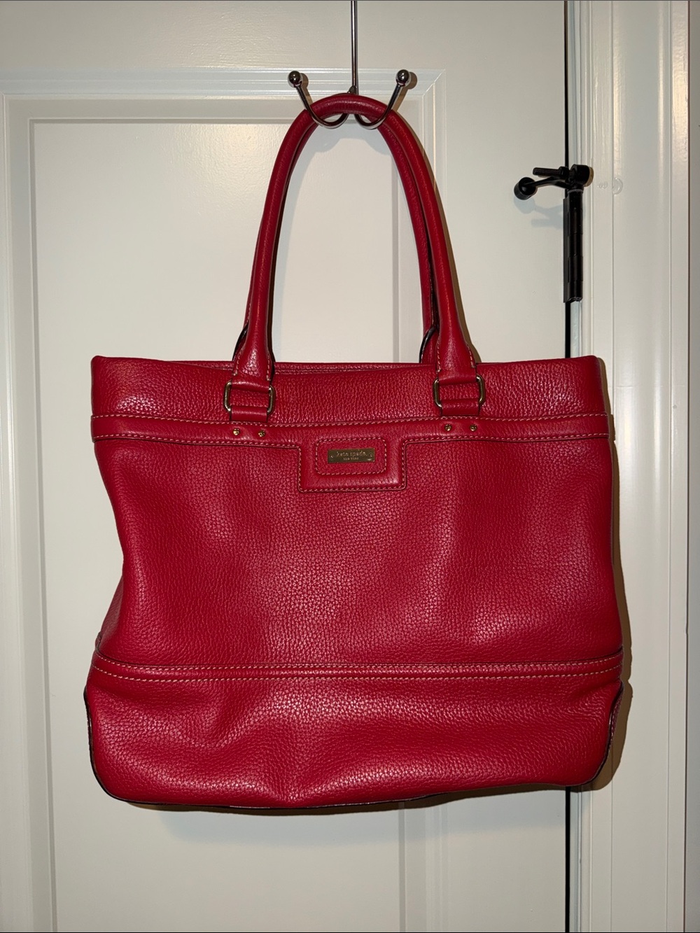 Kate Spade Classic Red Pebbled Leather Tote Bag